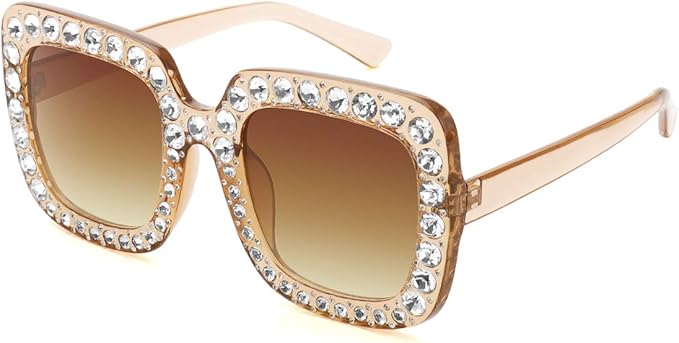 Rhinestone Studded Square Sunglasses