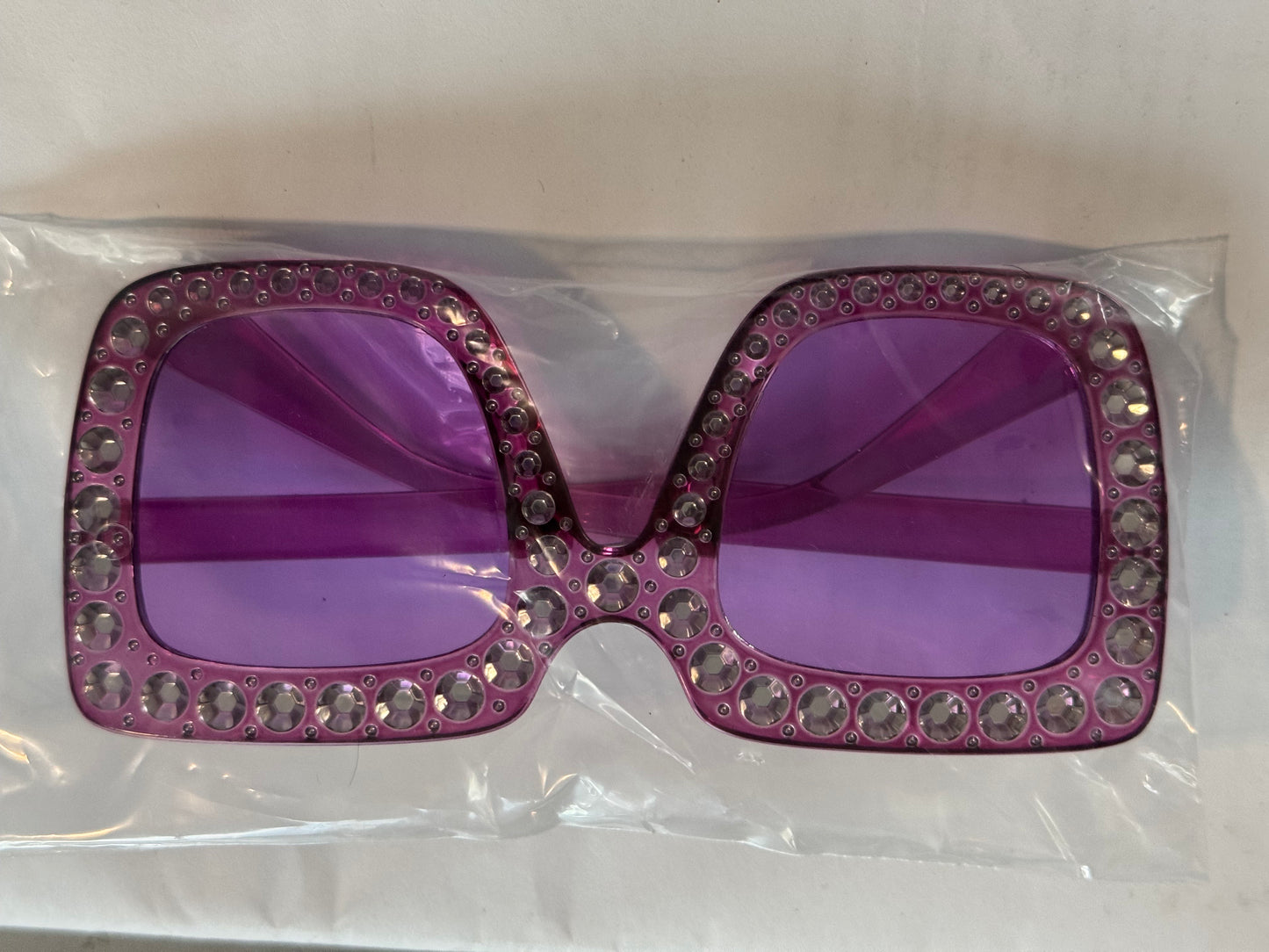 Rhinestone Studded Square Sunglasses