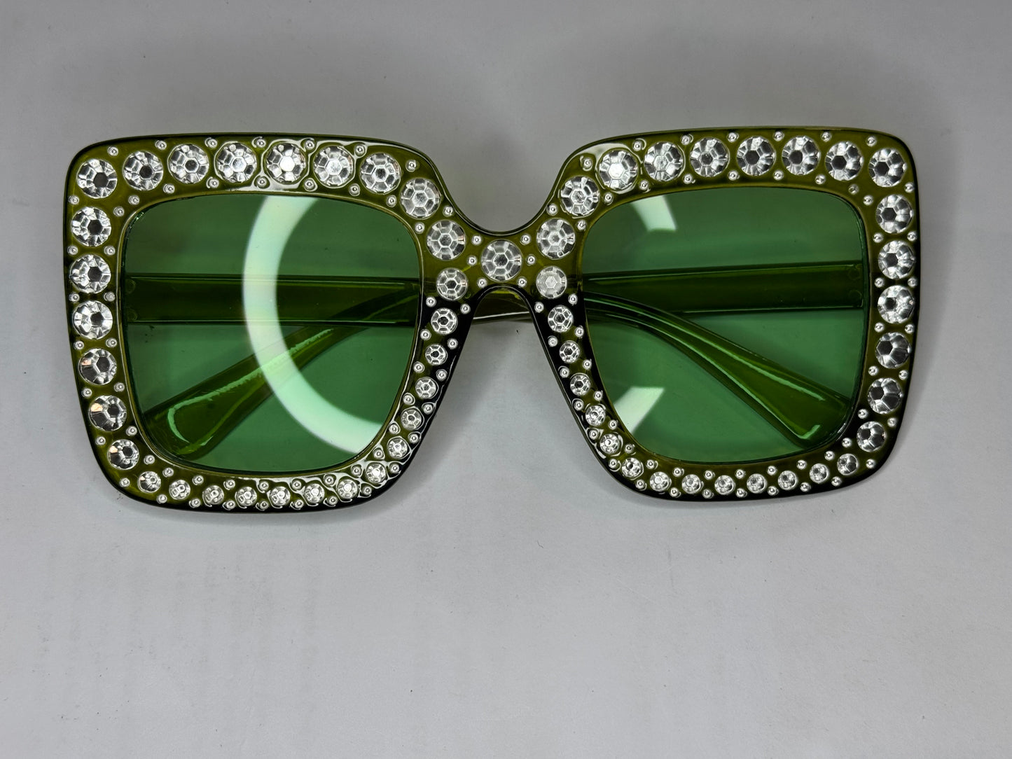 Rhinestone Studded Square Sunglasses