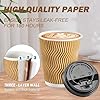 50 Pack - 16 oz Insulated Disposable Coffee Cups with Lids and staws-Champagne