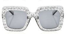 Rhinestone Studded Square Sunglasses