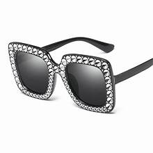 Rhinestone Studded Square Sunglasses